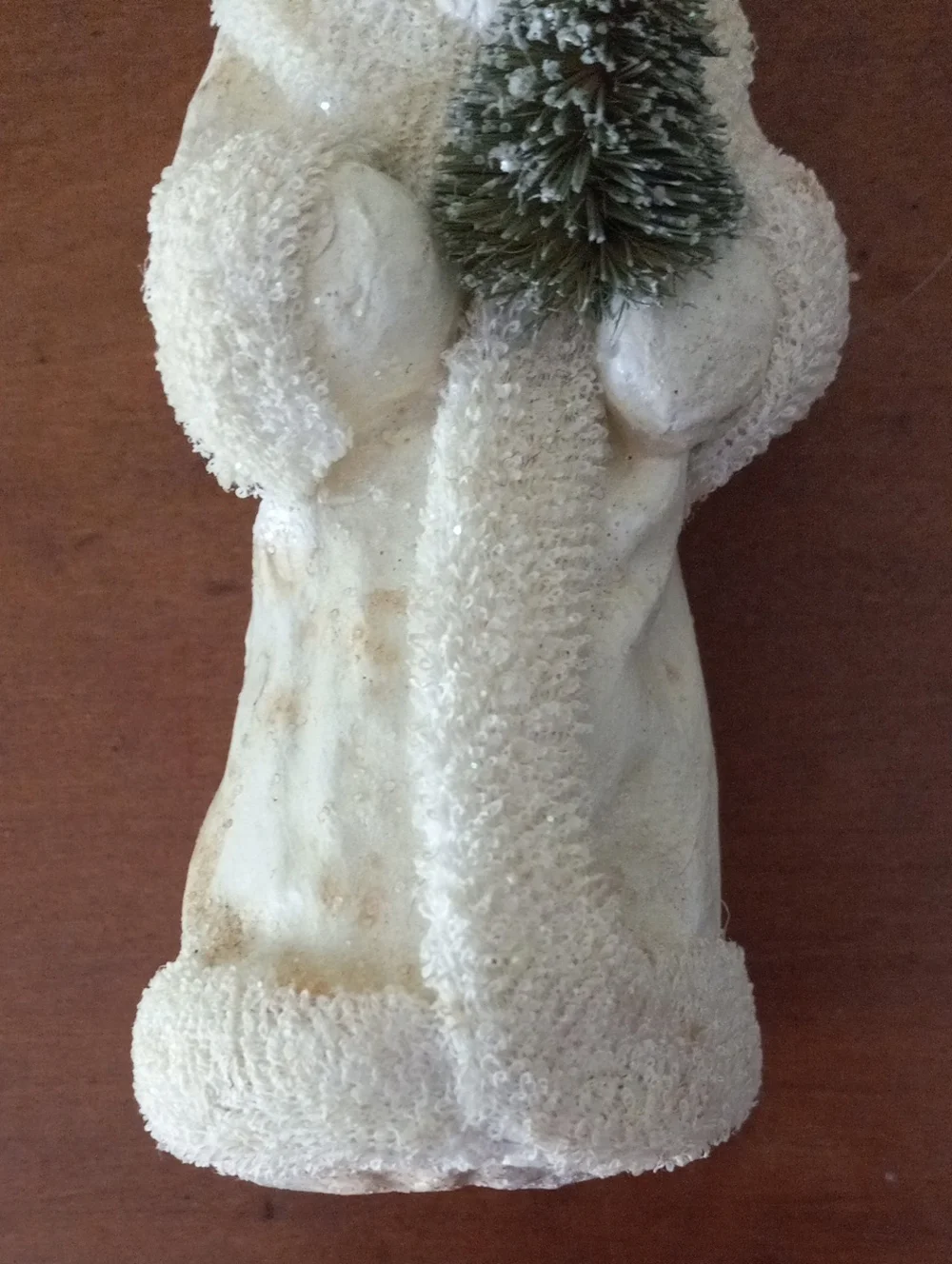 Vintage White Sugar Glitter Santa Claus Ornament Bottle Brush Tree Belsnickle